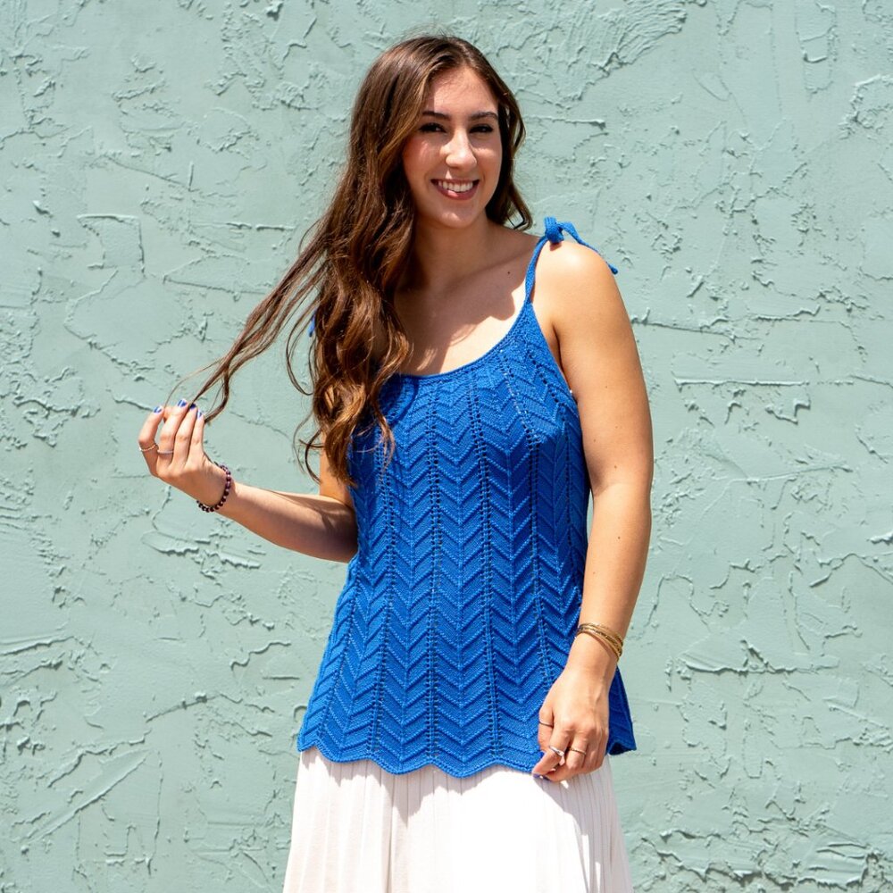 NWT - Another Love Karina Crochet Halter Tank in Blue